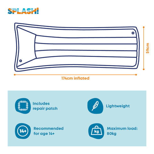 Inflatable Water Lounger Mat - Yellow